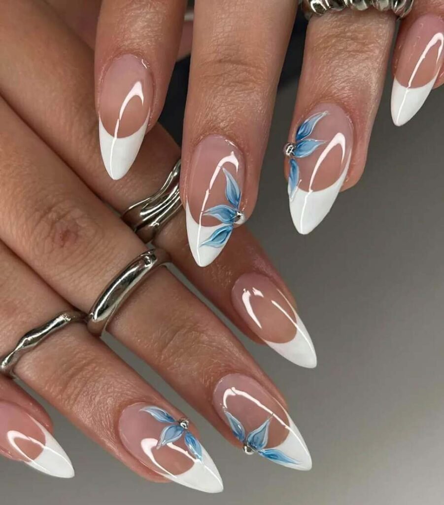 summer wedding french tip nails