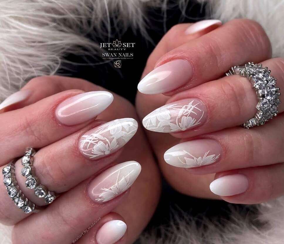 white summer wedding nails