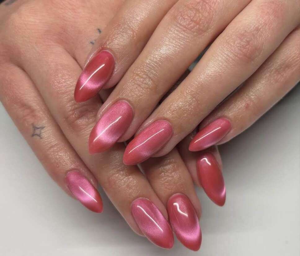 pink cat eye nails