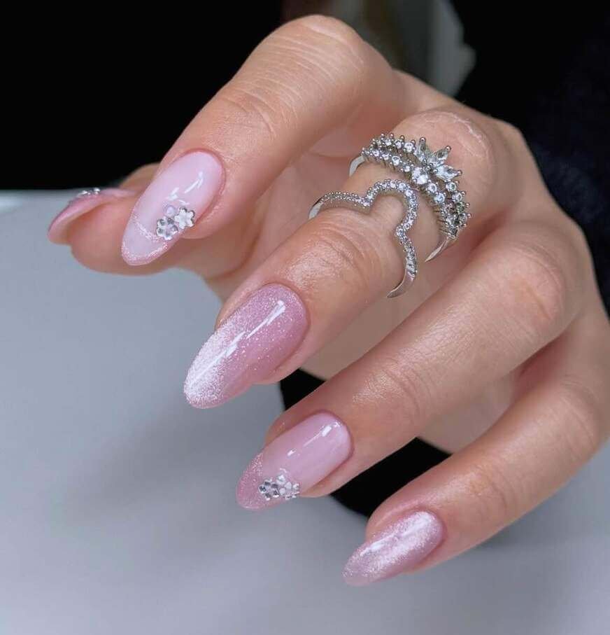 pink cat eye nails
