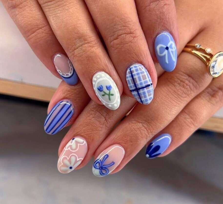 blue fun summer nails
