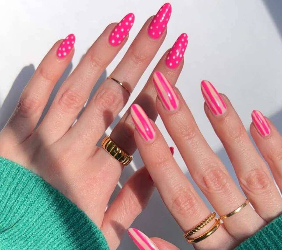 hot pink summer nails