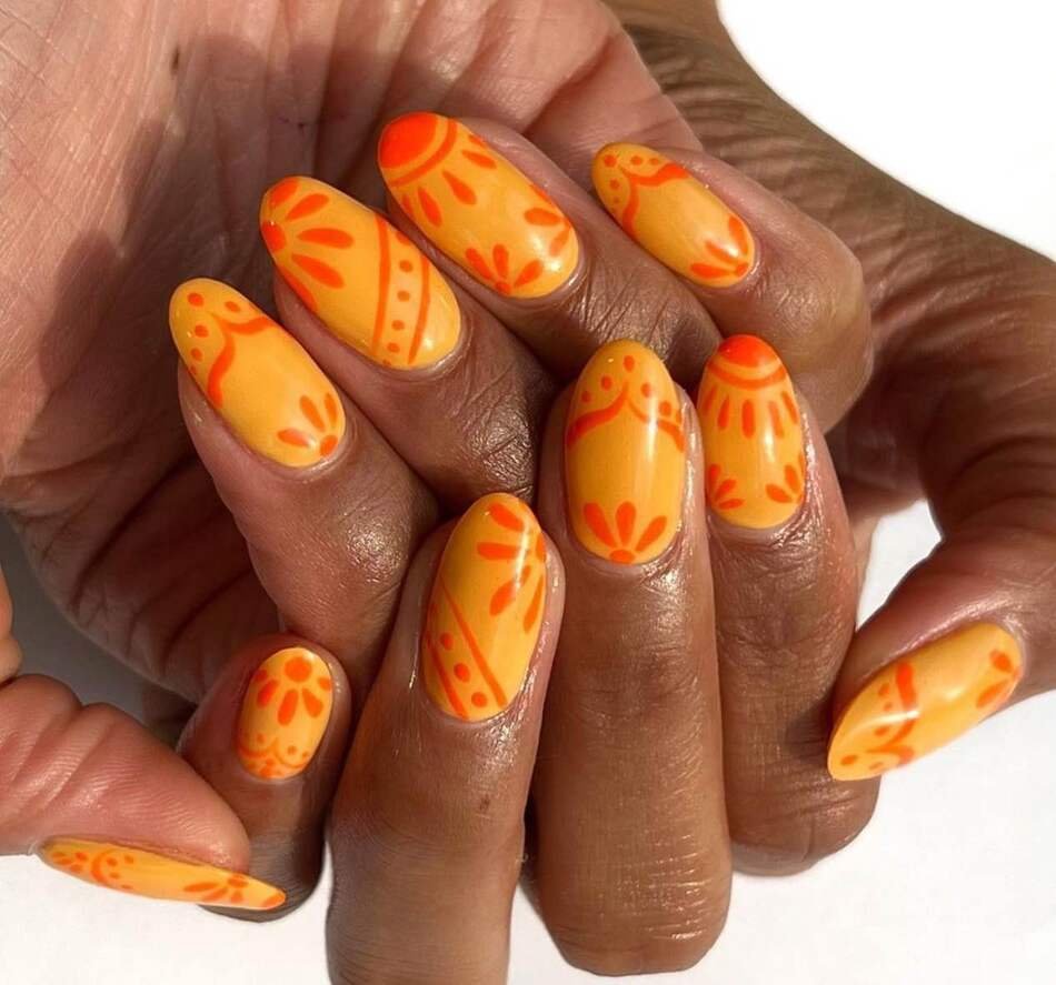 orange summer nails