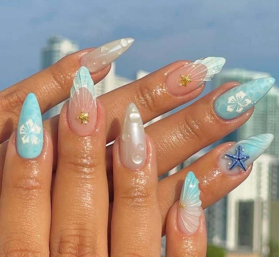 ocean summer nails