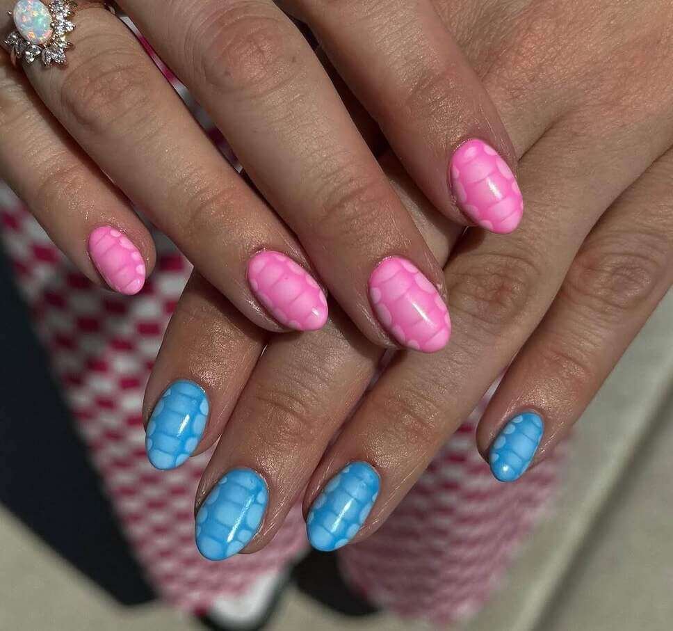 pink and blue summer nails