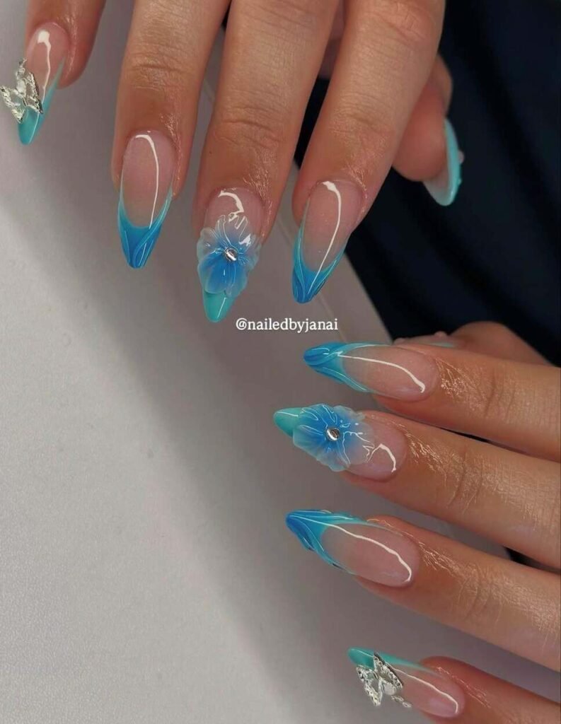 blue vacation nails