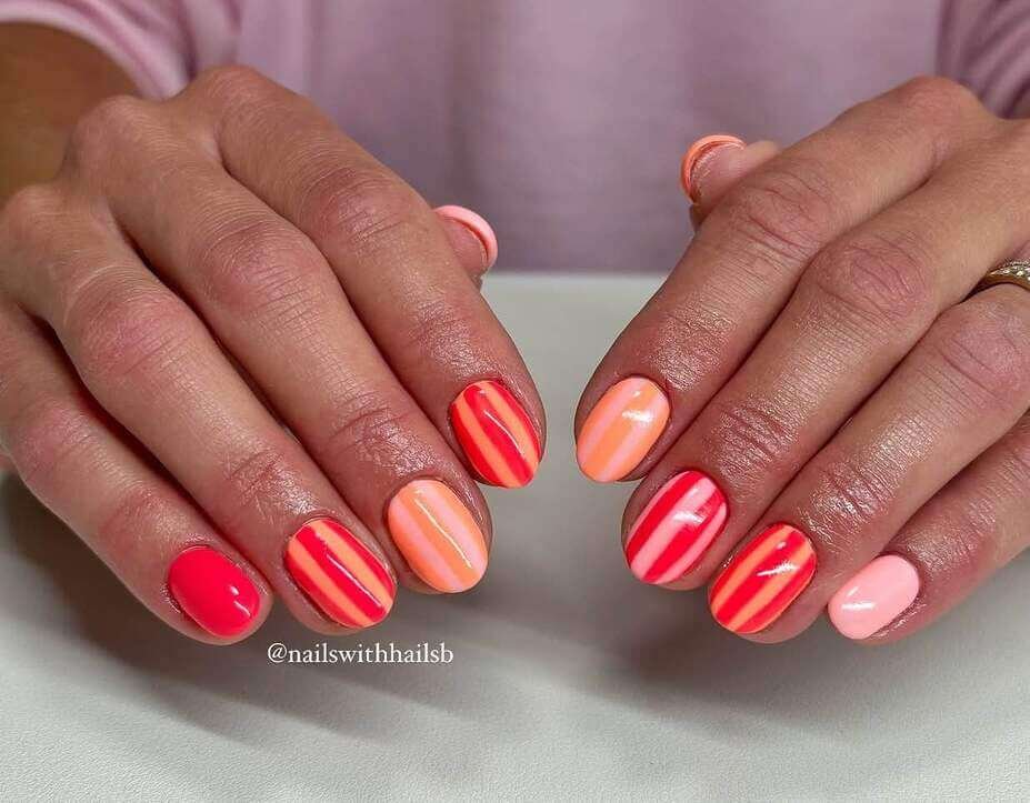 orange vacation summer nails