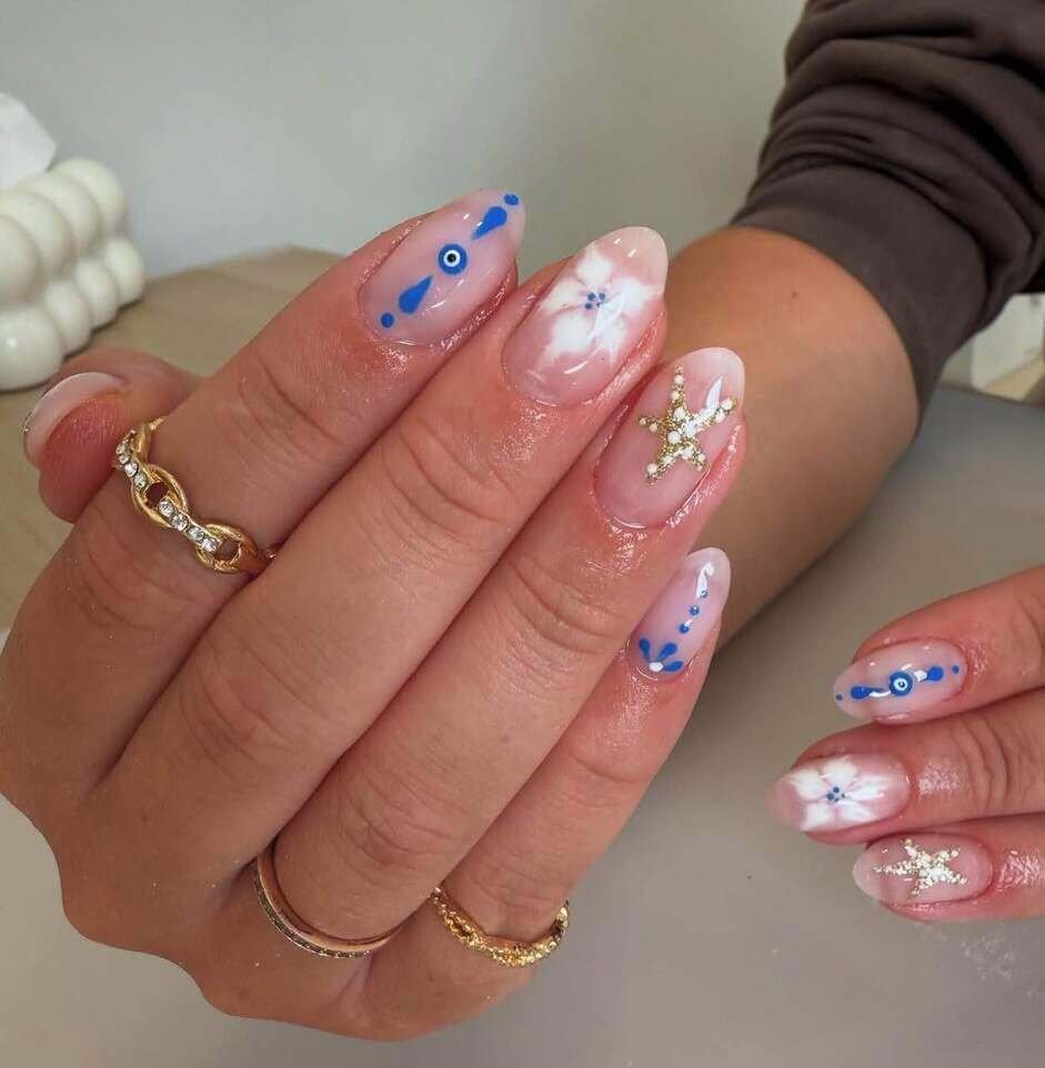 blue vacation nails