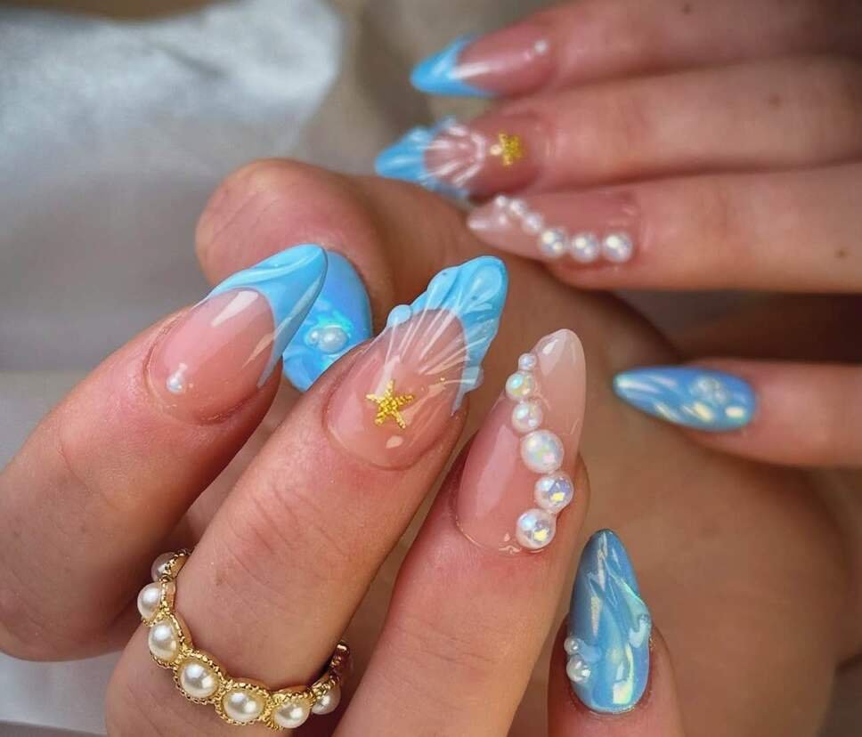 blue vacation summer nails