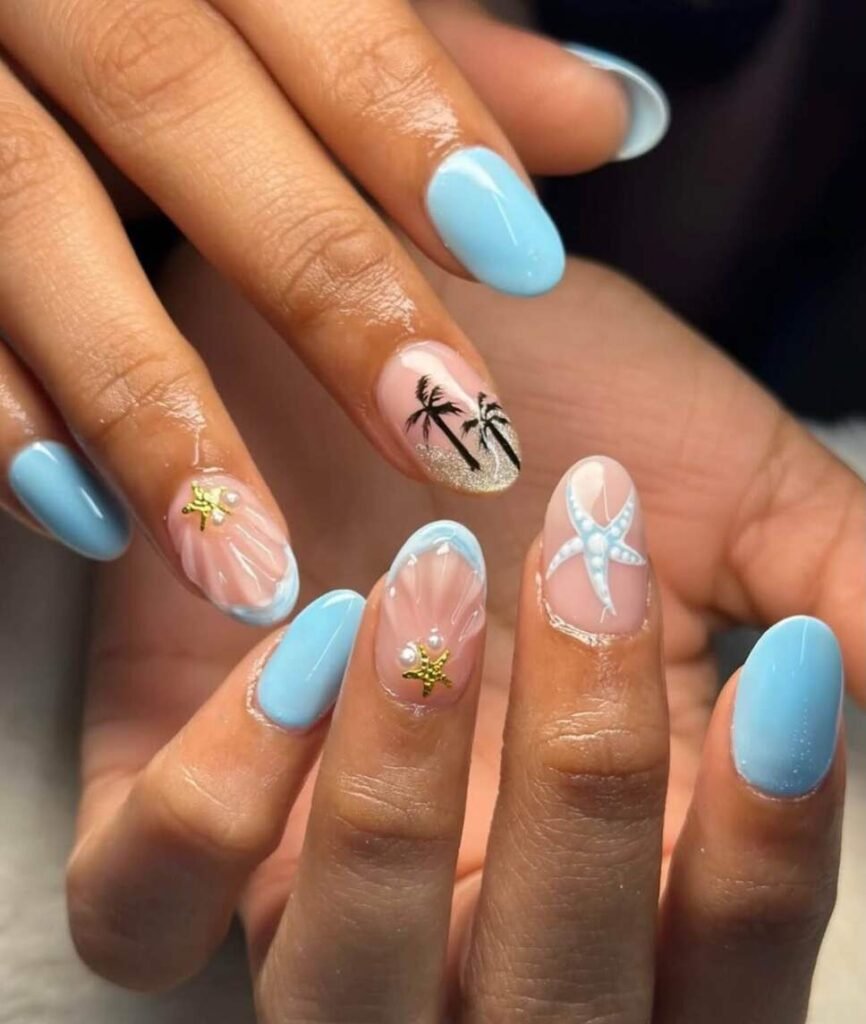blue beach nails