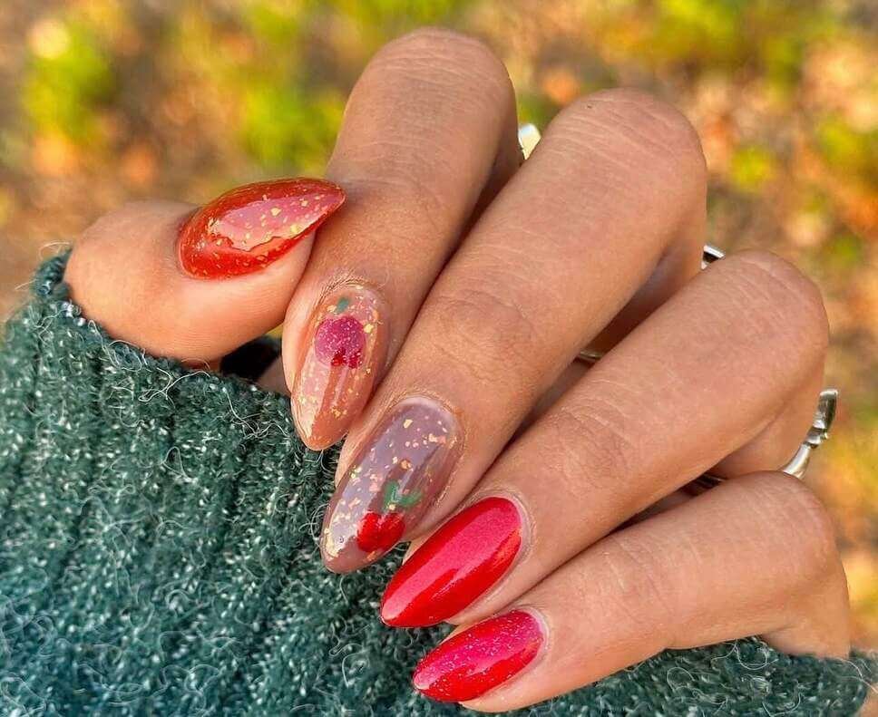 sparkly early fall nails 