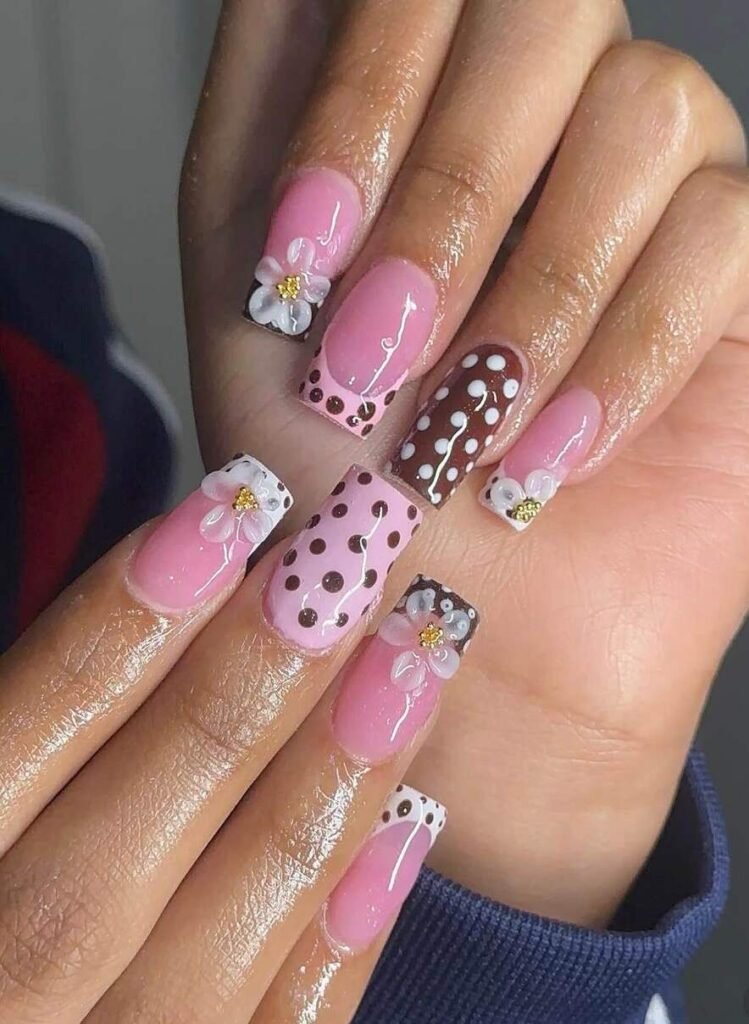 pink early fall nails 