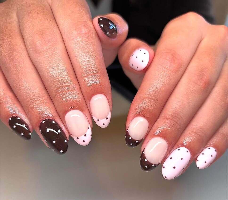 polka dot early fall nails