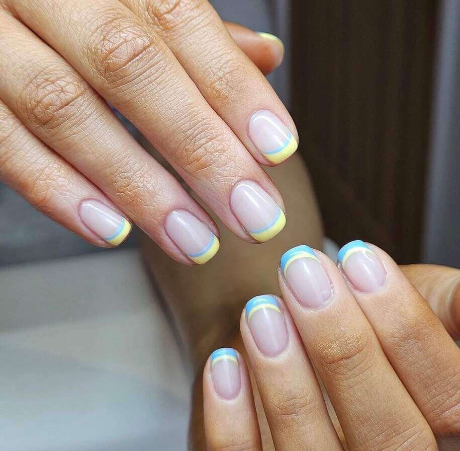 pastel summer french tip nails 
