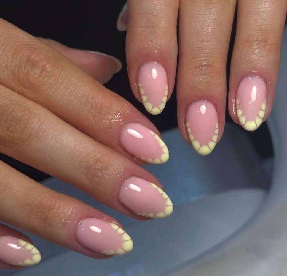 yellow summer french tip nail ideas