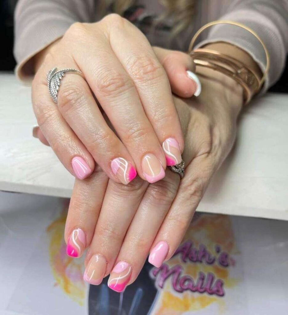 pink summer french tip nails 