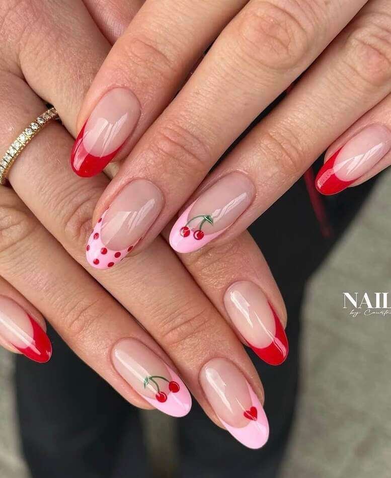 summer french tip nails