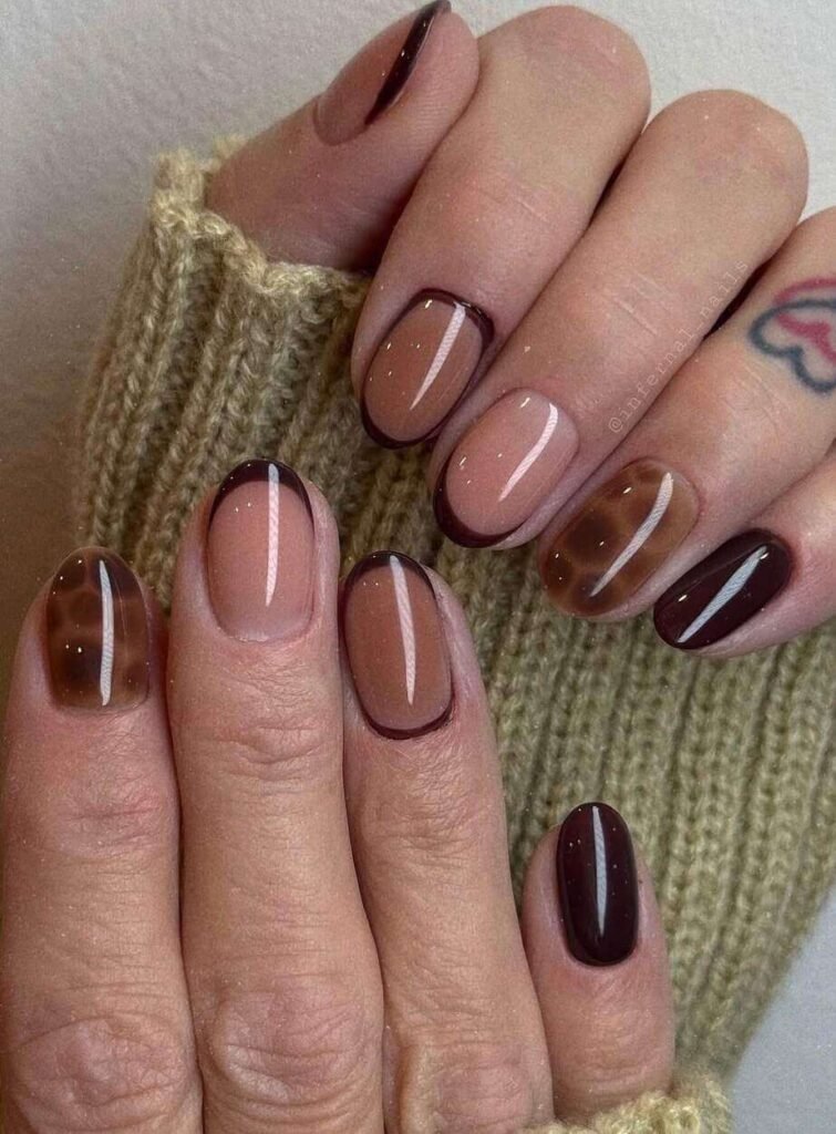 short brown fall nails 