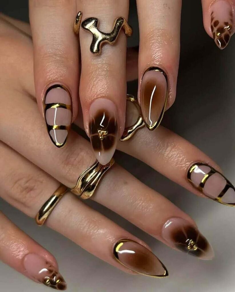 brown fall nails 