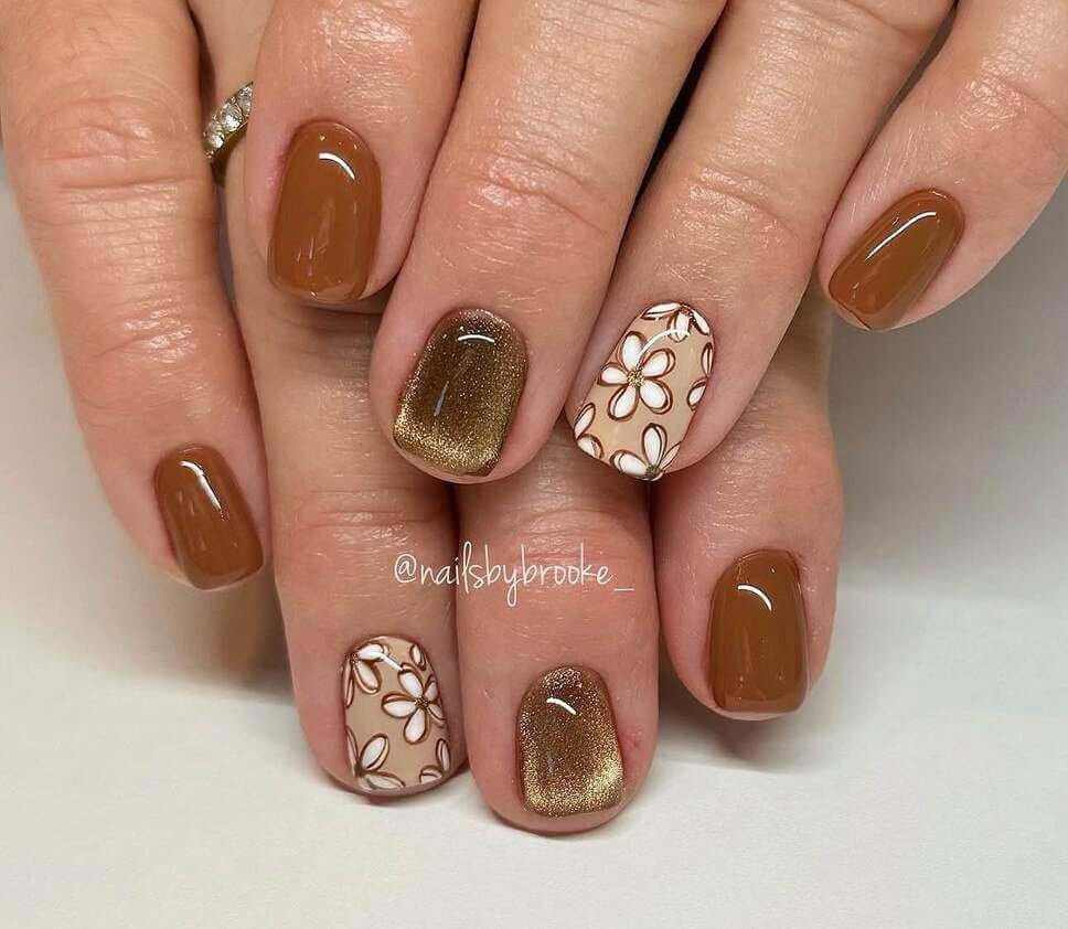 short brown fall nails 