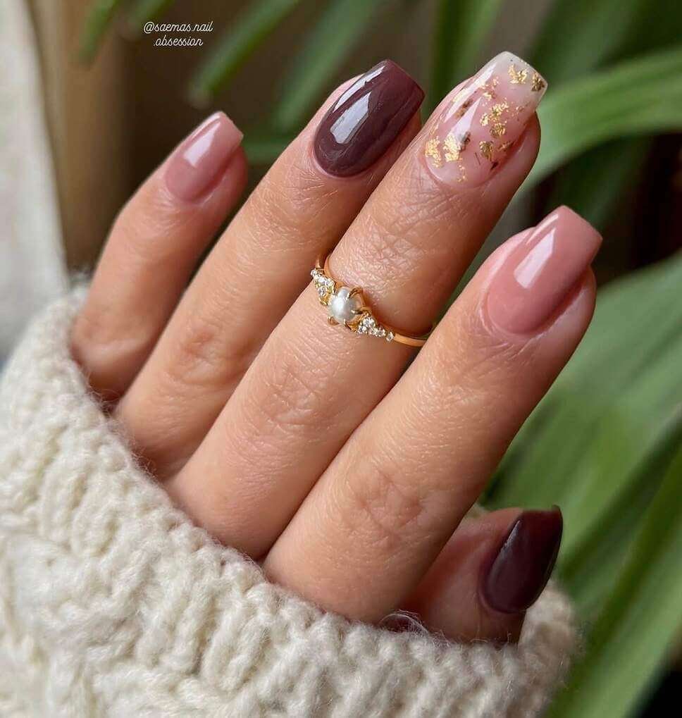 square brown fall nails 