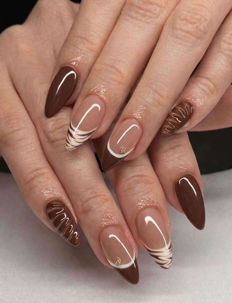 brown fall nails french tips