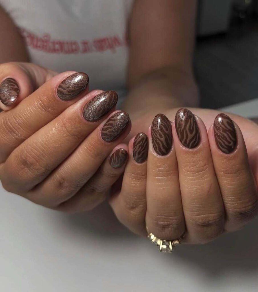 dark brown fall nails