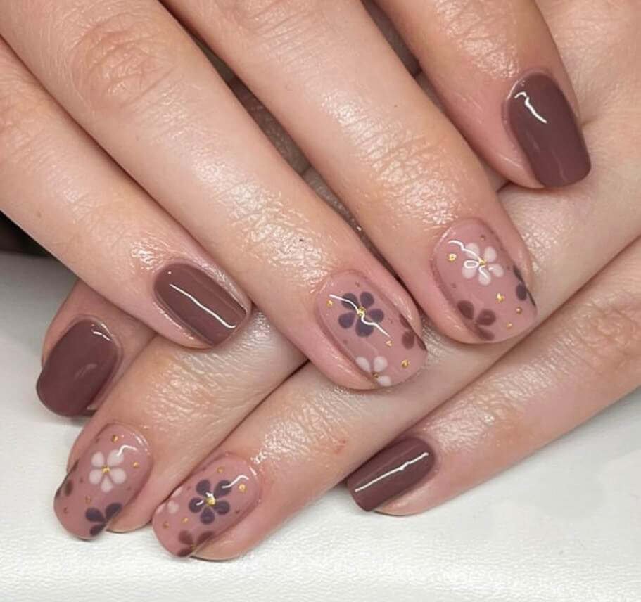 short fall floral nails