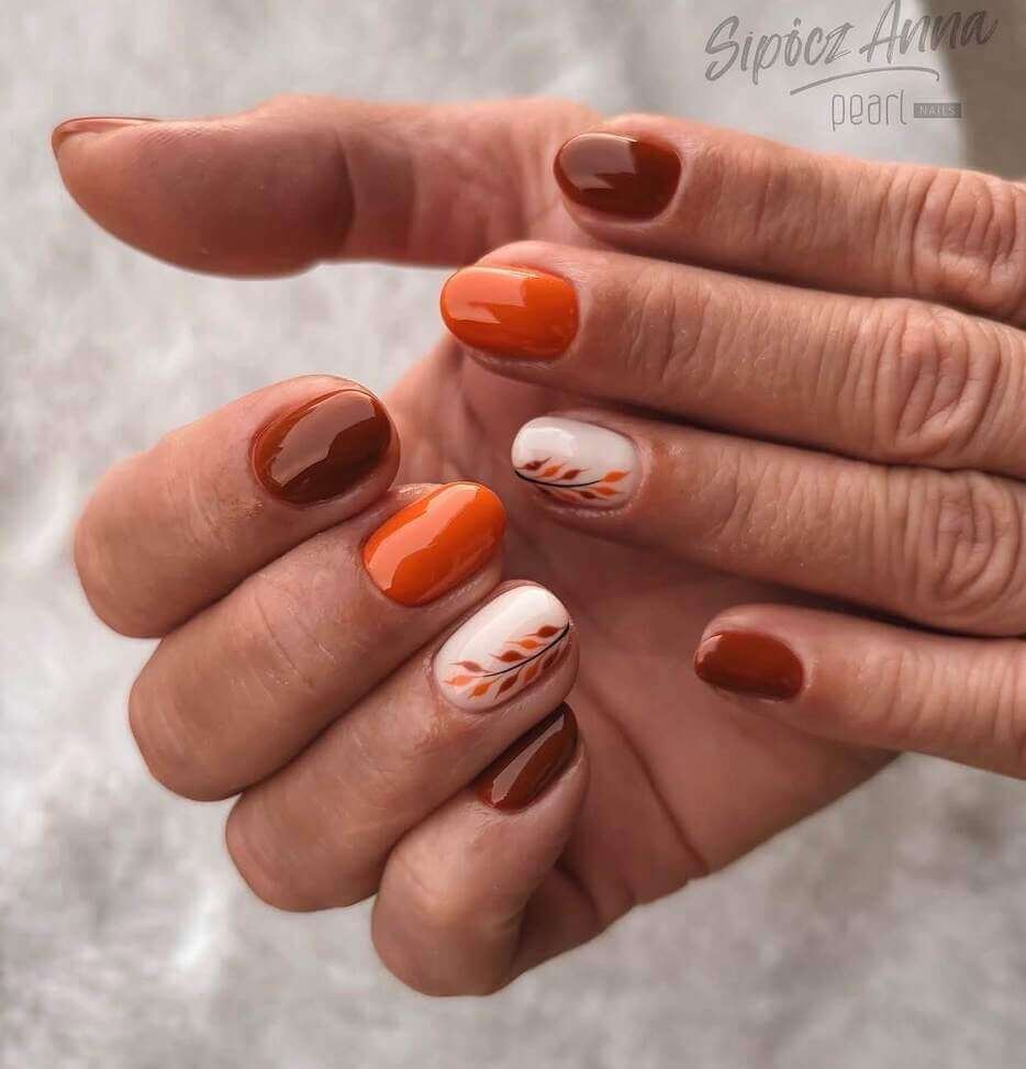 orange short fall nails