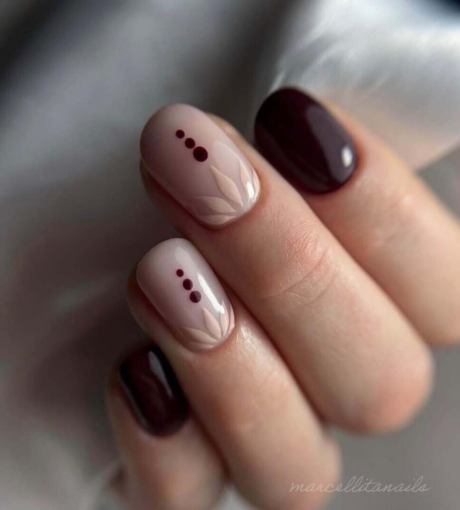 short fall nails burgundy