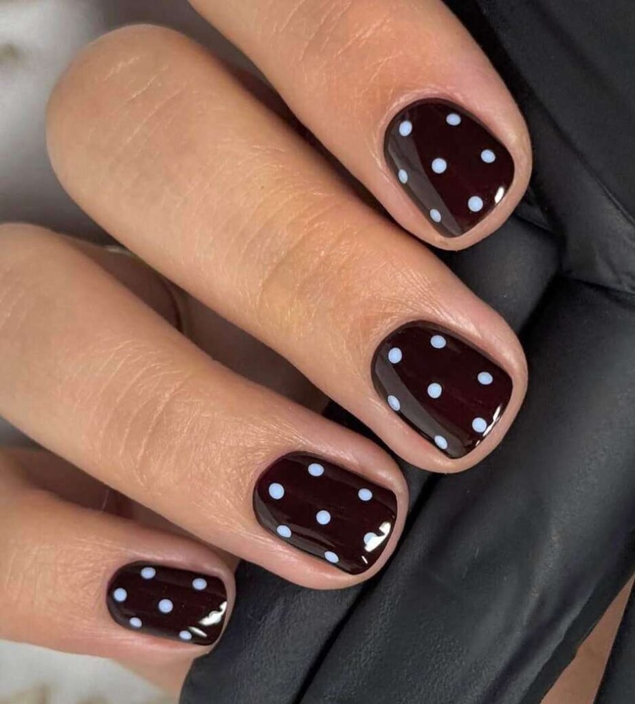 short fall nails with polka dots