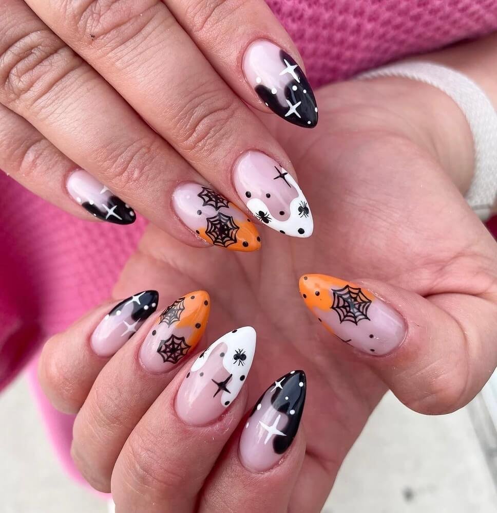 almond halloween nails
