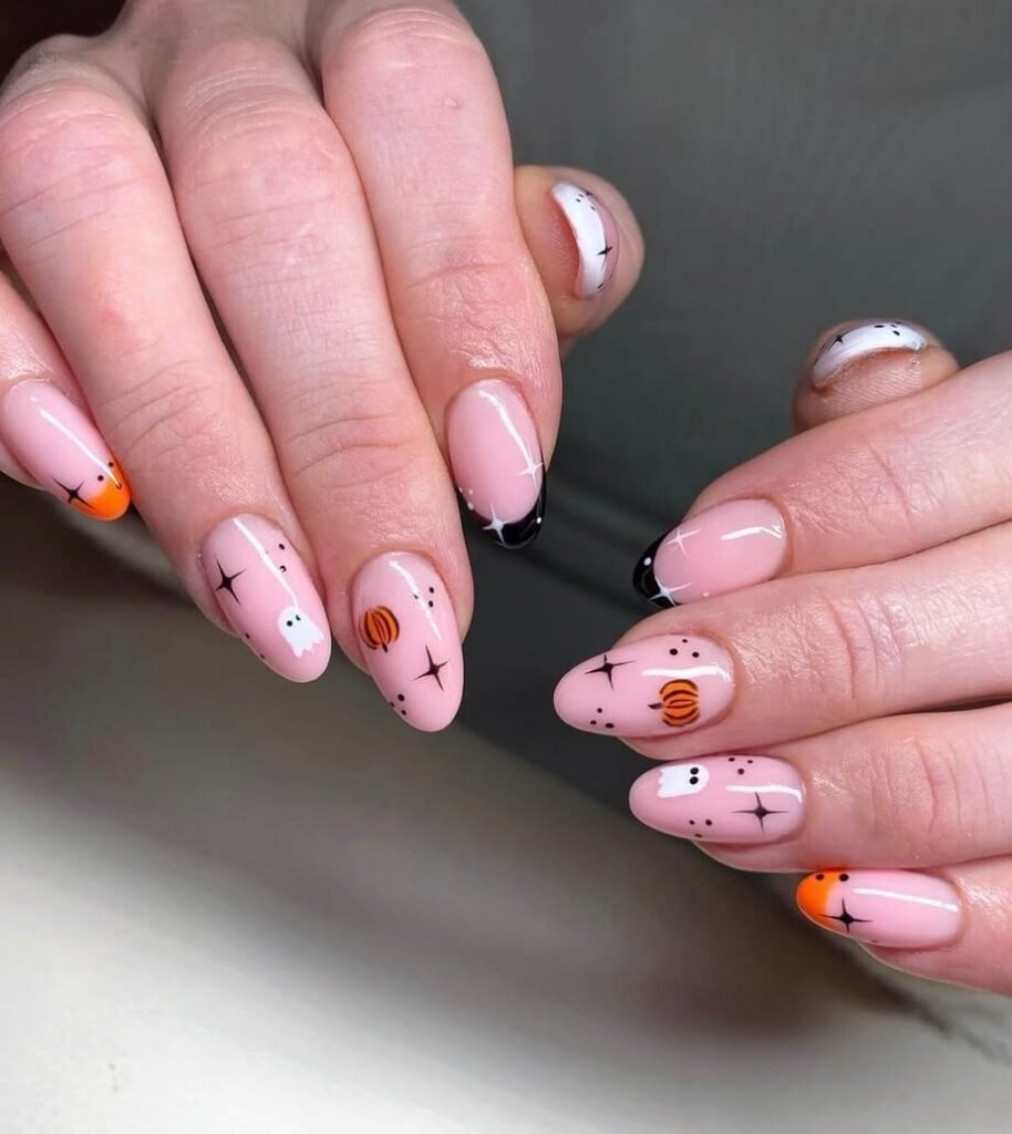 nude halloween nails
