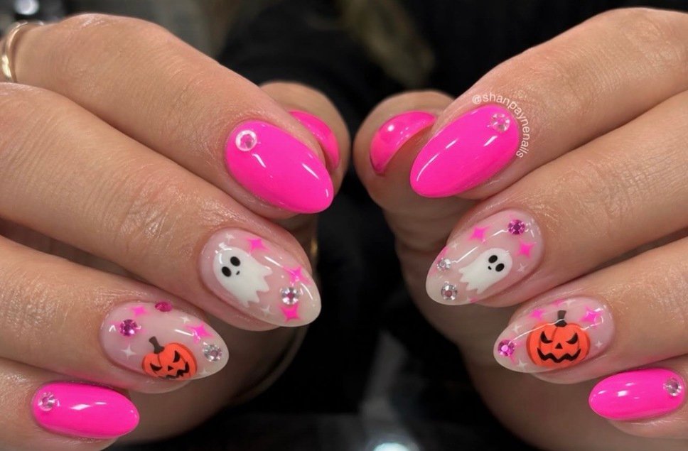 pink halloween nails