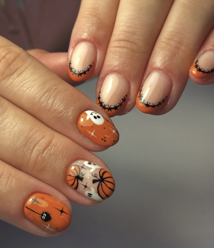 orange halloween nail designs