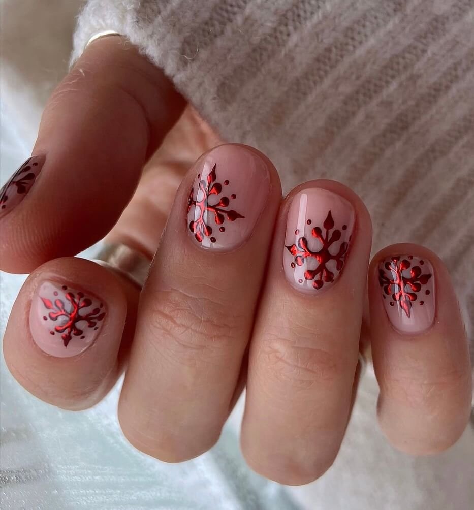 snowflake Short christmas nails