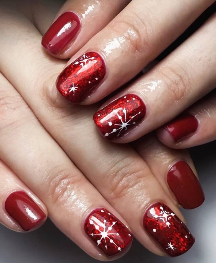 RED Short christmas nails