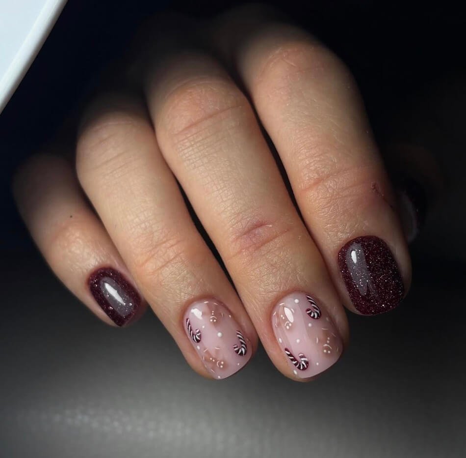dark Short christmas nails