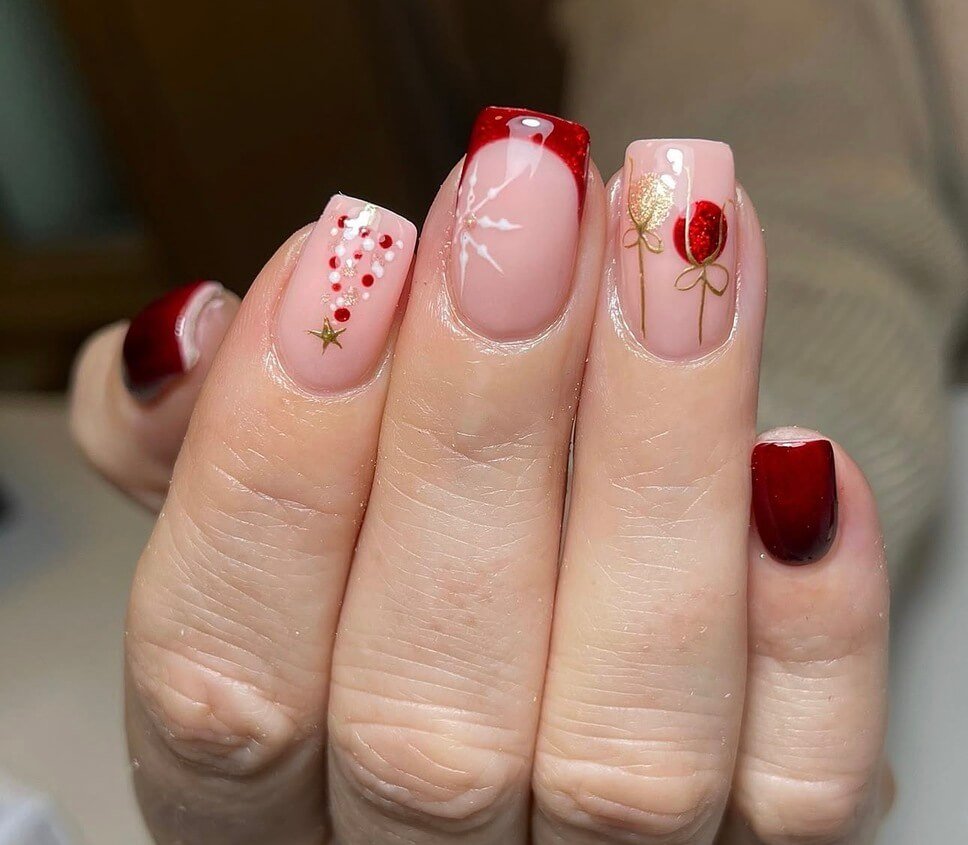 french tip Short christmas nails