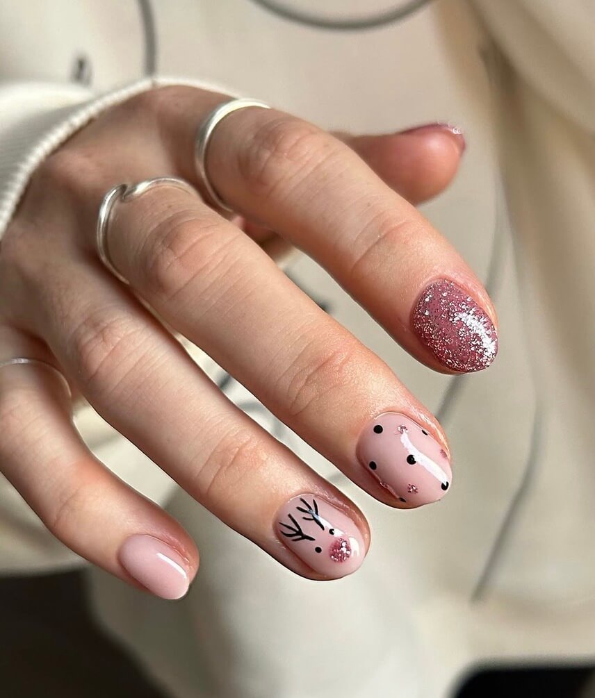 pink Short christmas nails