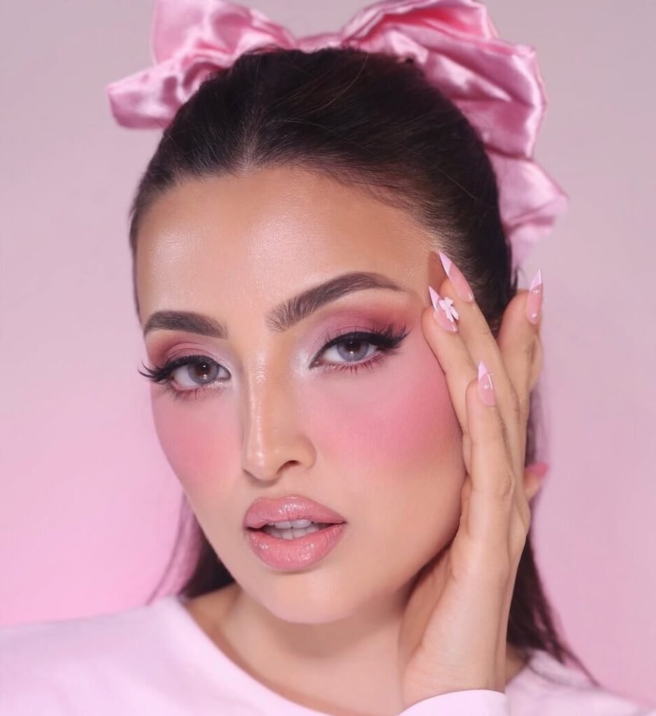 barbie pink makeup look