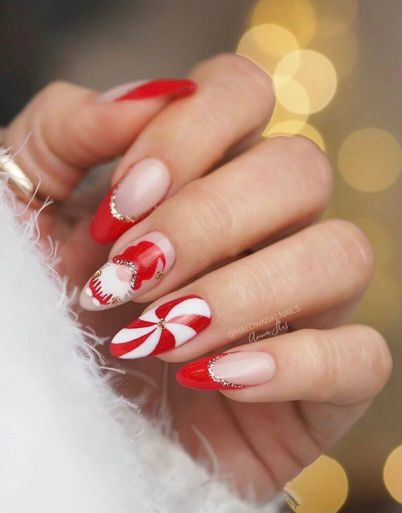 red christmas nails