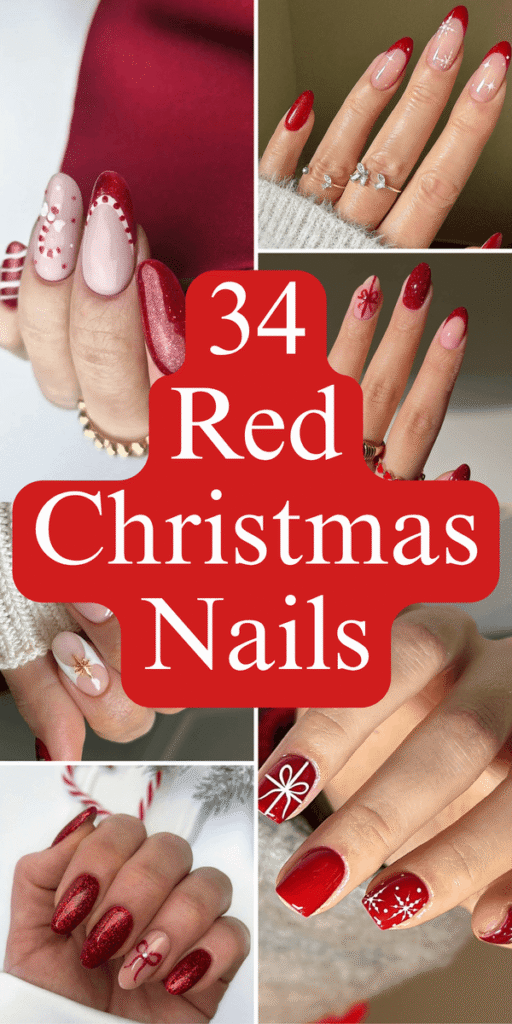 red christmas nails