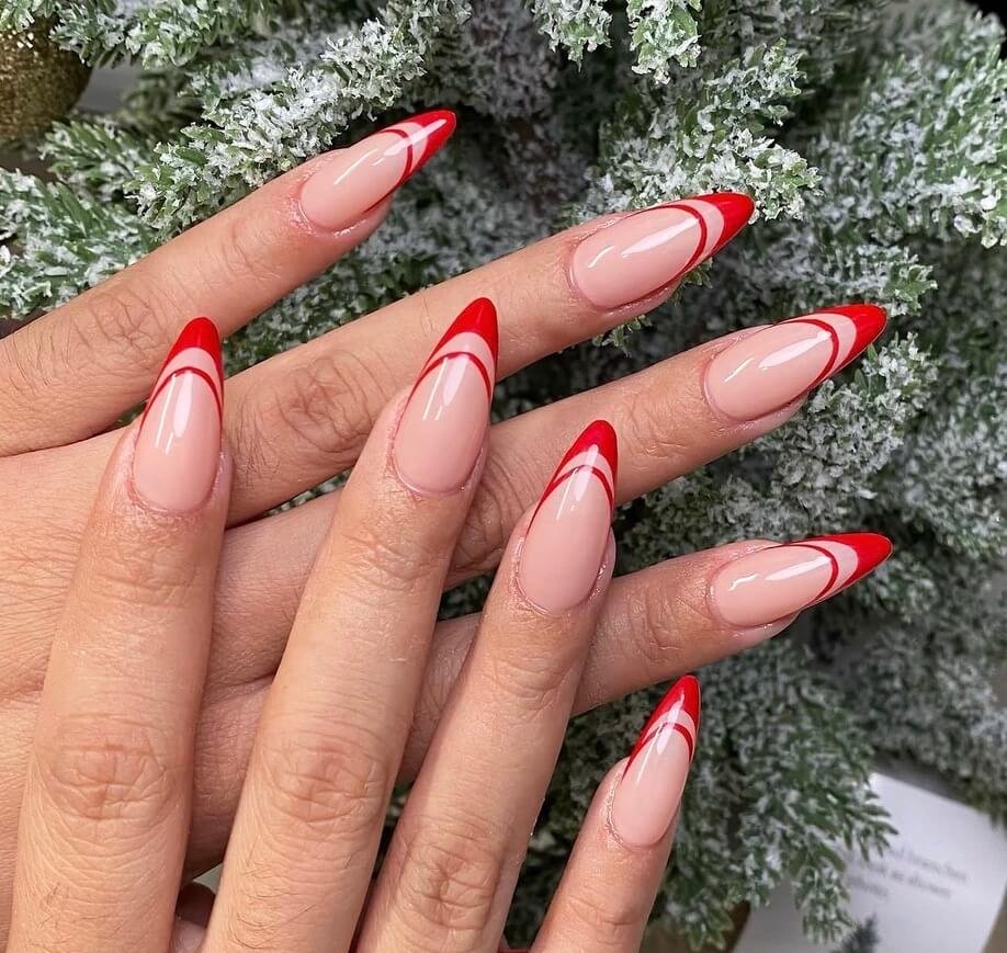 french tip red christmas nails
