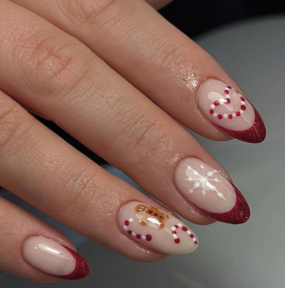 red christmas nails