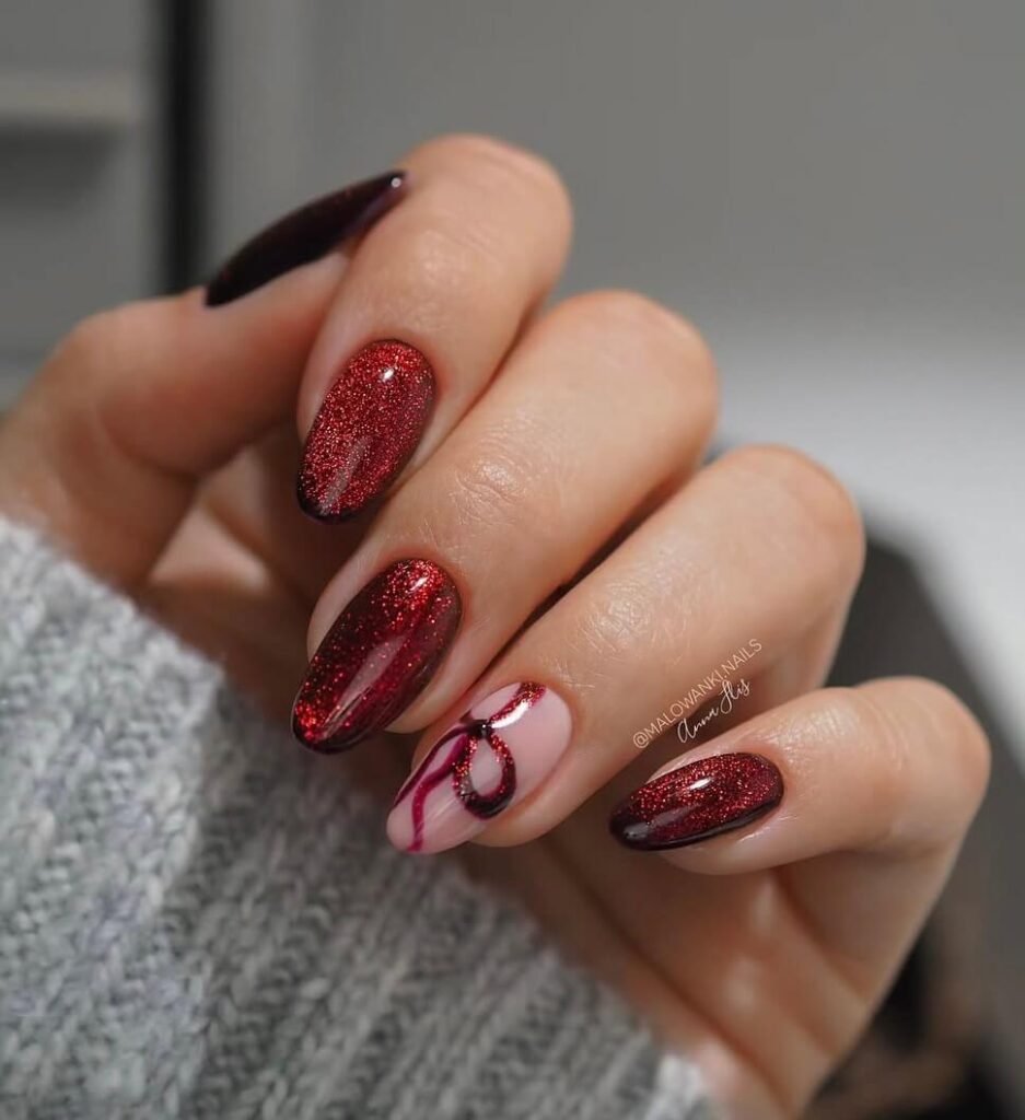 red christmas nails