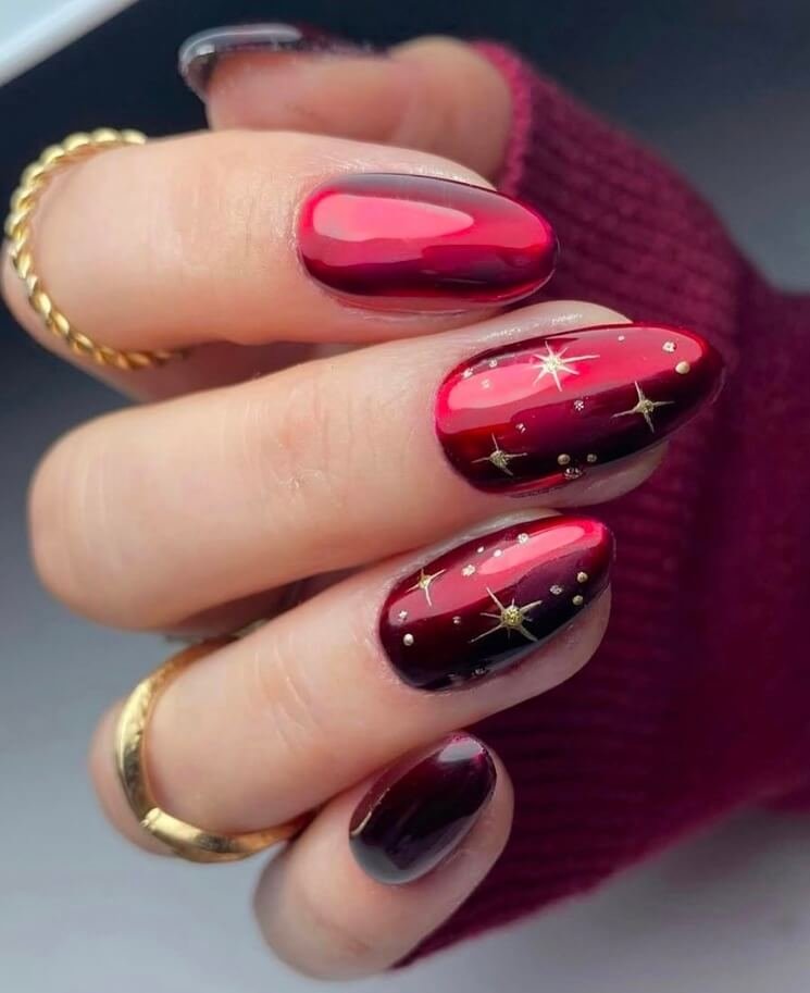 chrome red christmas nails