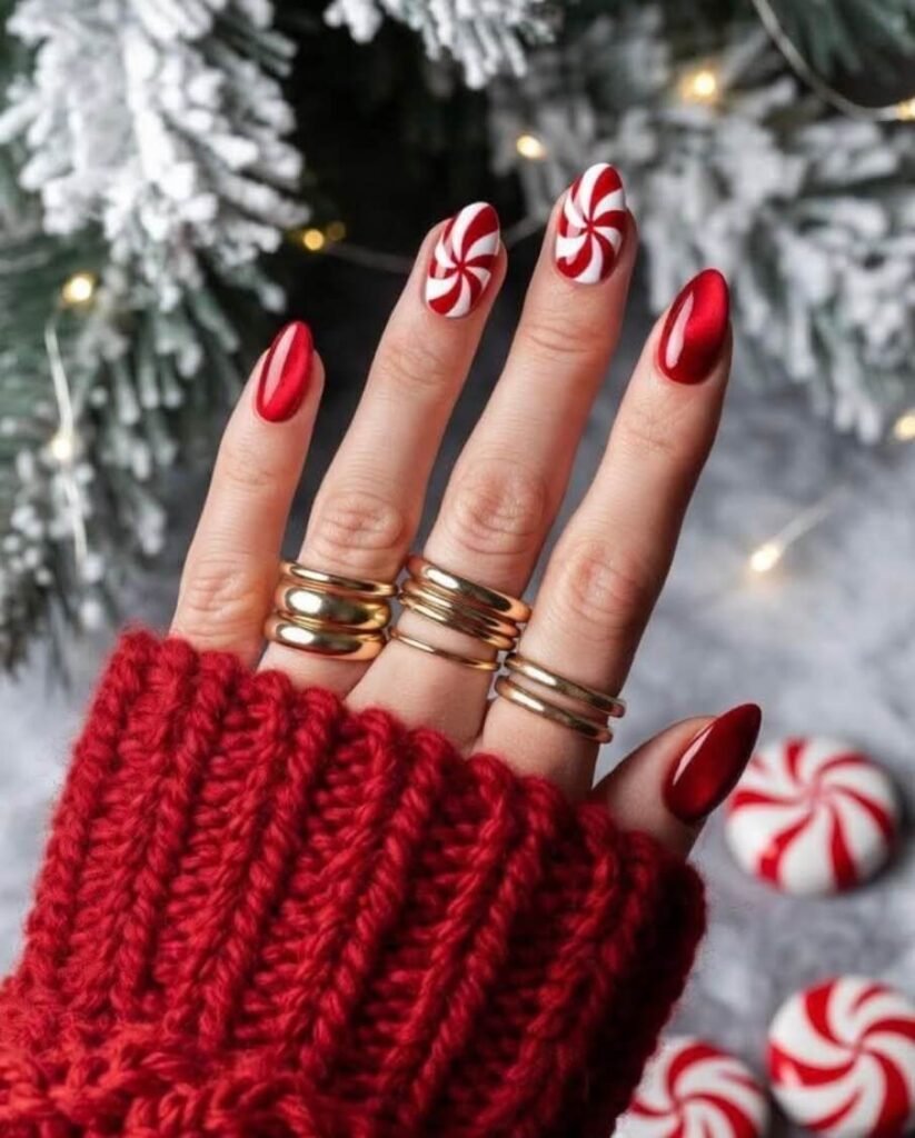 red christmas nails
