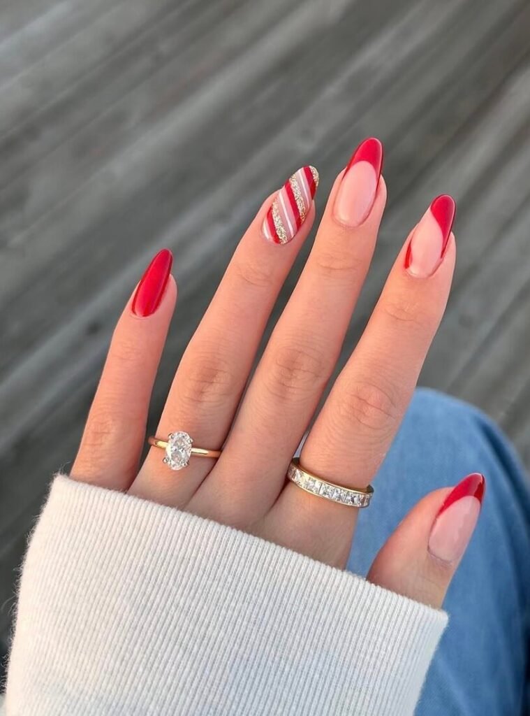 red christmas nails
