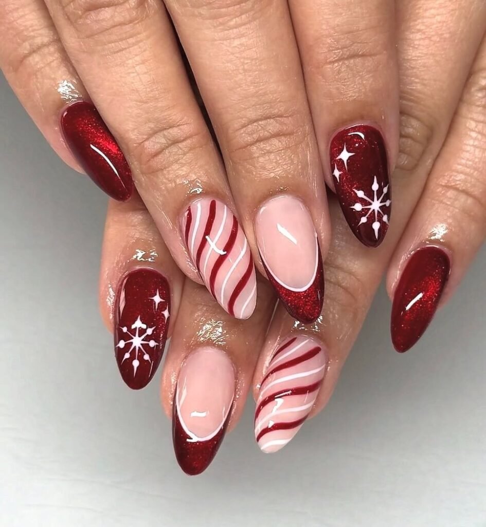 red christmas nails